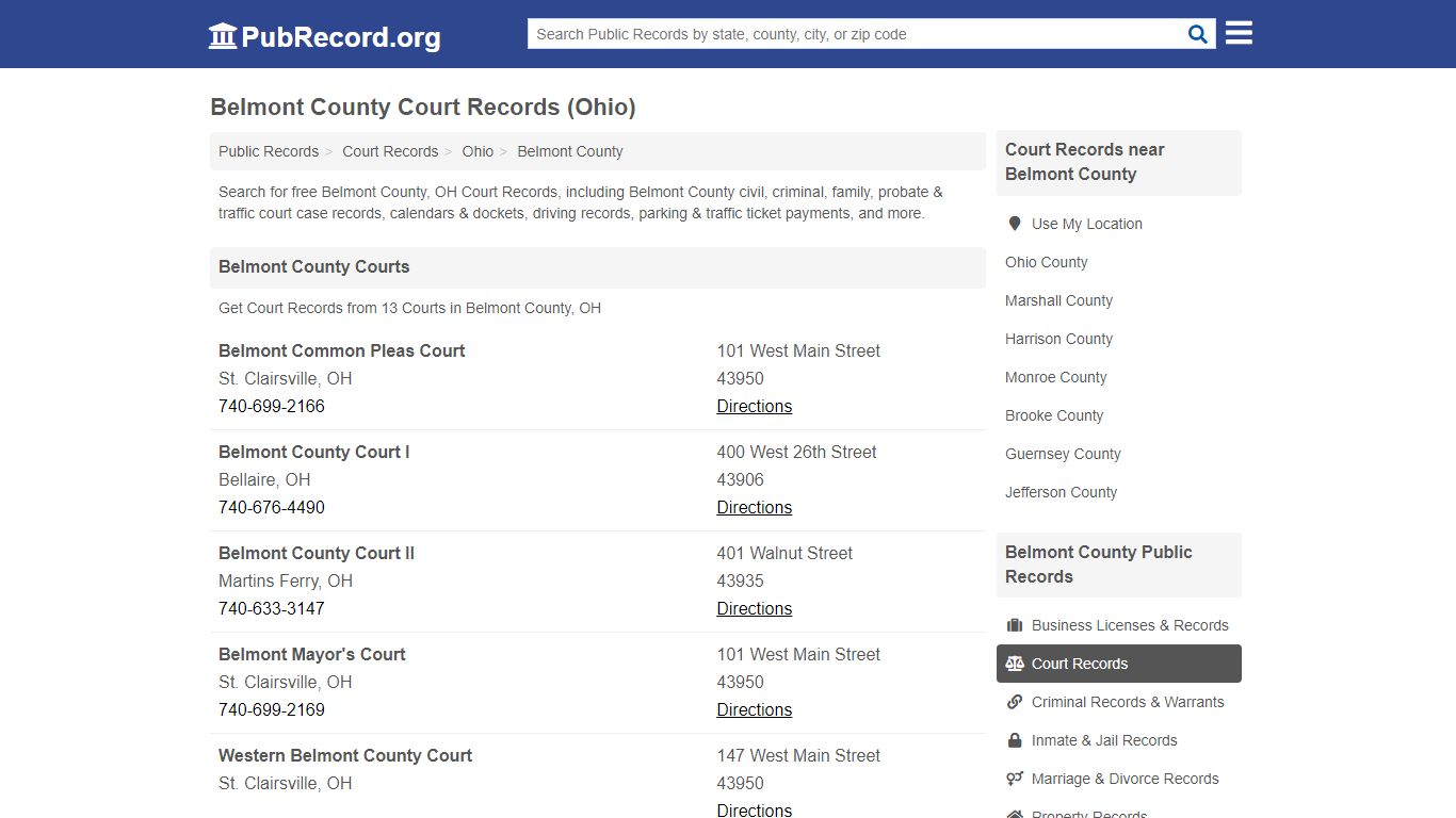 Free Belmont County Court Records (Ohio Court Records)